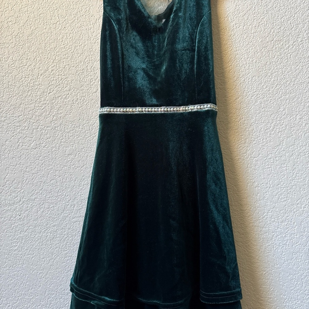Speechless Emerald Velvet Kids Formal Dress